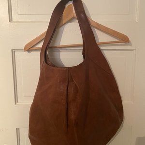 large tan coloured Italian leather shoulder bag